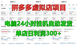 拼多多平台虚拟店铺新项目，电脑挂机自动发卡密，门店日盈利300-番茄副业网