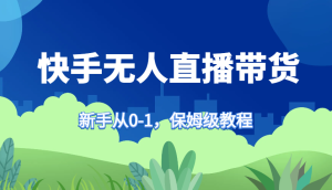 快手视频没有人直播卖货家庭保姆级实例教程，初学者从0-1迅速懂得卖货-番茄副业网