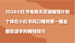 2024小红书电商无货源搞钱计划,个体在小红书风口赚到第一桶金应该学的赚钱技巧-番茄副业网