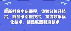 最新抖音小店课程，体验分拉升技术，商品卡引流技术，投流效果优化技术，精选联盟引流技术-番茄副业网