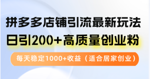 （12893期）拼多多商家引流方法全新游戏玩法，日引200 高品质自主创业粉，每日平稳1000 盈利（…-番茄副业网