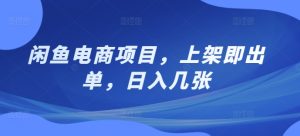 闲鱼平台电商项目，发布即开单，日入多张-番茄副业网