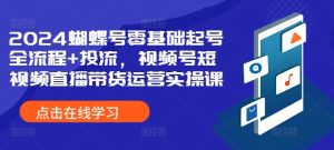 2024彩蝶号零基础养号全过程 投流，微信视频号短视频带货带货运营实操课-番茄副业网