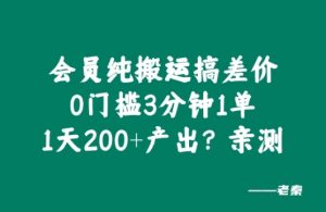 VIP纯运送搞价格差，0门坎3分钟左右1单，1天200 产出率?亲自测试-番茄副业网