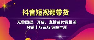 （13111期）抖音短视频带货：无需囤货、开店、直播或付费投流，月销十万百万 佣金丰厚-番茄副业网