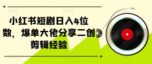 小红书的短剧剧本日入4个数,打造爆款巨头共享二创视频剪辑工作经验-番茄副业网