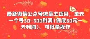 全新微信公众平台微信流量主新项目，单日一个号50-500盈利(最低50元一天盈利)，可批量处理-番茄副业网