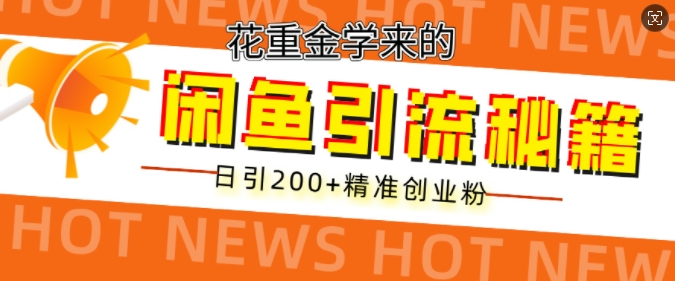花大价钱学到的闲鱼平台到流秘笈，日引200 精确自主创业粉-番茄副业网