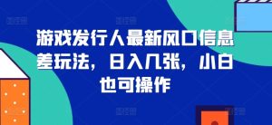 游戏发行人全新出风口信息不对称游戏玩法，日入多张，新手也可以实际操作-番茄副业网