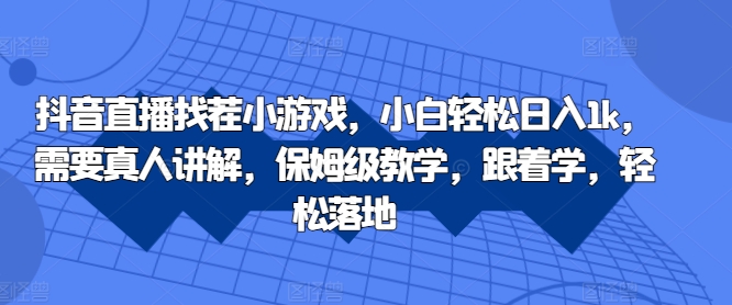 抖音直播间找茬小游戏，新手轻轻松松日入1k，必须真人版解读，家庭保姆级课堂教学，跟着做，轻轻松松落地式【揭密】-番茄副业网