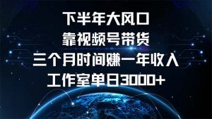 (12849期)下半年风口项目,靠视频号带货三个月时间赚一年收入,工作室单日3000+-番茄副业网