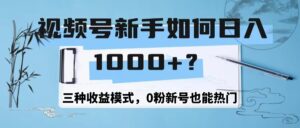 视频号新手如何日1000+？三种收益模式，0粉新号也能热门-番茄副业网