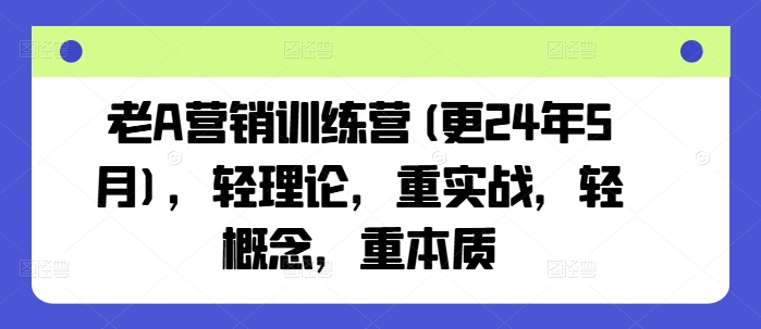 老A营销训练营(更24年10月)，轻理论，重实战，轻概念，重本质-番茄副业网
