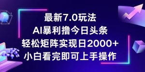 （12854期）今日头条最新7.0玩法，轻松矩阵日入2000+-番茄副业网