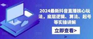 2024全新抖音直播间游戏核心玩法，底层思维、优化算法、养号等操作解读-番茄副业网