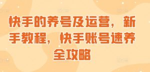 快手起号与运营，新手教学，快手账号速养攻略大全-番茄副业网
