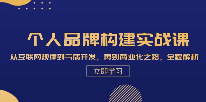（13059期）本人品牌构建实战演练课：从互联网规律性到气场开发设计，再从商业化的之途，全过程分析-番茄副业网
