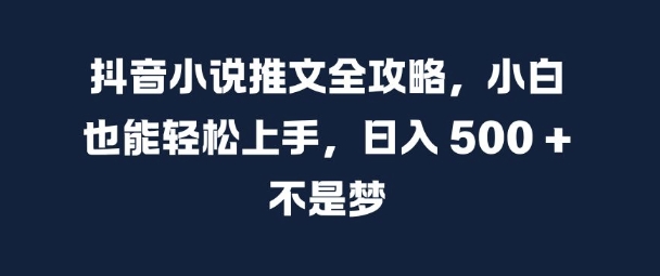 抖音小说文章攻略大全，新手也可以快速上手，日入 5张  指日可待【揭密】-番茄副业网