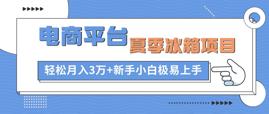电子商务平台电冰箱新项目，新项目成本低，0成本支出，新手快速上手-番茄副业网