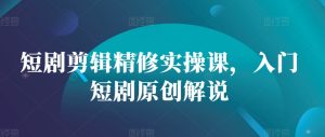 短剧剪辑精修实操课，入门短剧原创解说-番茄副业网