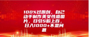 100%过原创设计，自己动手制作美女照片，日引S粉几百，日入多张不是事-番茄副业网