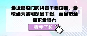近期很热门的抖音千粉新项目，更快当天就可以到粉剂，并且销售市场需求量很大-番茄副业网