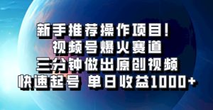 微信视频号爆红跑道，三分钟作出原创短视频，迅速养号，单日盈利1000-番茄副业网