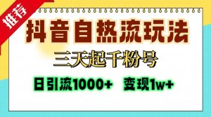 （13239期）抖音自热流打法，三天起千粉号，单视频十万播放量，日引精准粉1000+，...-番茄副业网