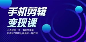 手机剪辑转现课:新手快速上手,基本到高级 影视号/书单号/微信视频号一网打尽-番茄副业网