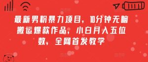 全新粉丝暴力行为新项目,10min没脑子运送爆品著作,新手月入五位数,独家首发课堂教学-番茄副业网