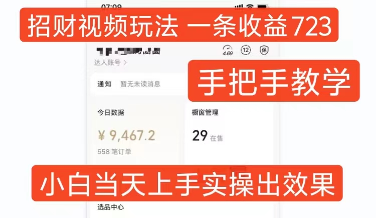 旺财短视频游戏玩法，一条视频收益723，一对一教学，新手当日可入门-番茄副业网