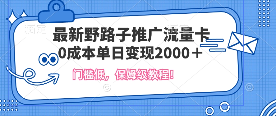 全新歪门邪道营销推广上网卡，一张200-300，成本低，0成本费单日转现好几张-番茄副业网