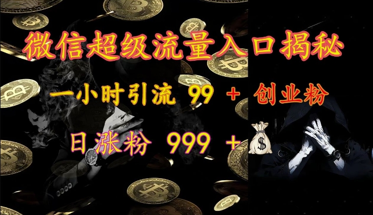 手机微信非常流量来源揭密：一小时引流方法 99   自主创业粉，日增粉 999-番茄副业网