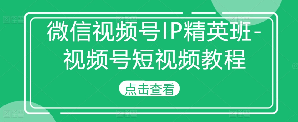 视频号IP精英班-微信视频号短视频教程-番茄副业网