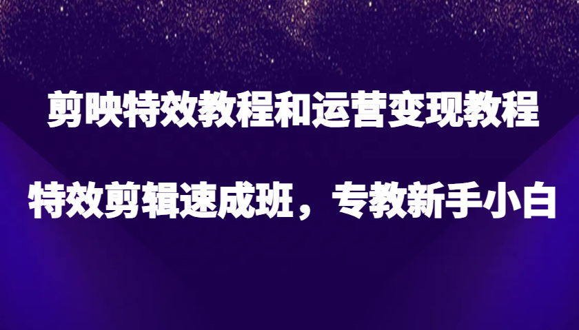 剪辑软件特效教程和经营转现实例教程，特效剪辑短期培训班，专教新手入门-番茄副业网
