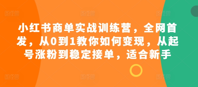 小红书的商单实战演练夏令营，独家首发，从0到1教大家如何盈利，从养号增粉到平稳接单子，适合新手-番茄副业网