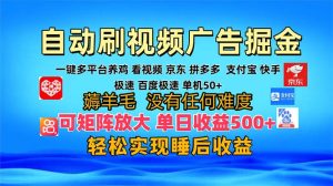 (13223期)多平台 自动看视频 广告掘金,当天变现,收益300+,可矩阵放大操作-番茄副业网