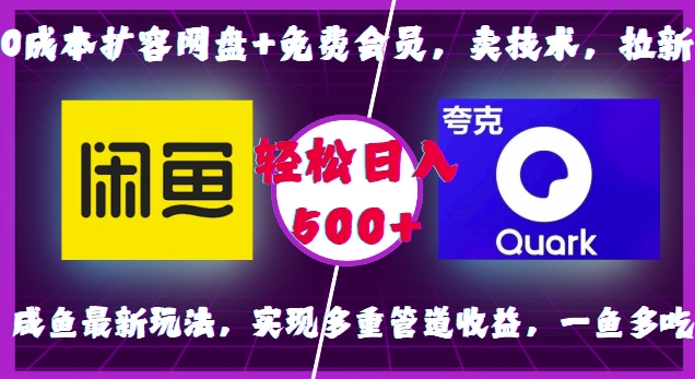 0成本扩容网盘+免费会员，卖技术，拉新，咸鱼最新玩法，实现多重管道收益，一鱼多吃，轻松日入500+-番茄副业网