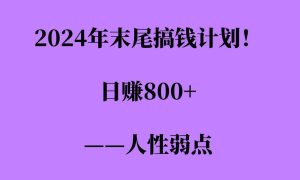 2024年末尾搞钱计划,男粉项目,人性弱点,日入多张-番茄副业网