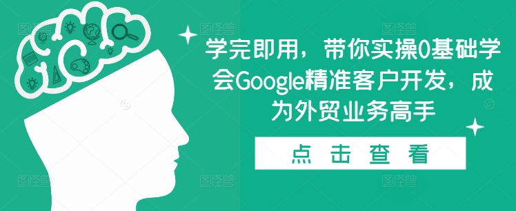 学完即用，带你实操0基础学会Google精准客户开发，成为外贸业务高手-番茄副业网