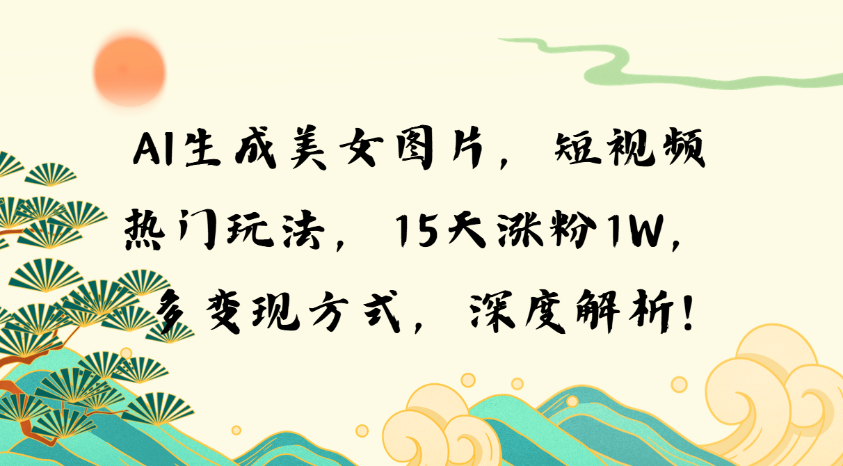 （13581期）AI生成美女图片，短视频热门玩法，15天涨粉1W，多变现方式，深度解析!-番茄副业网