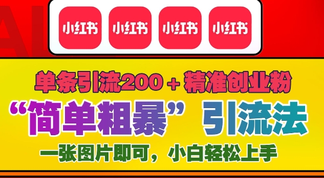 12月底小红书”简单粗暴“引流法，单条引流200+精准创业粉-番茄副业网