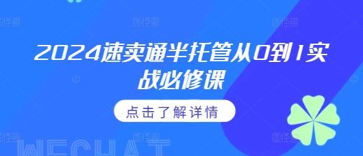 2024速卖通半托管从0到1实战必修课，掌握通投广告打法、熟悉速卖通半托管的政策细节-番茄副业网