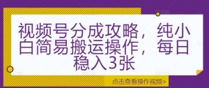 视频号分成攻略，纯小白简易搬运操作，每日稳入3张-番茄副业网