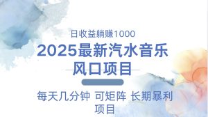 （13894期）2025最新汽水音乐躺赚项目 每天几分钟 日入1000＋-番茄副业网