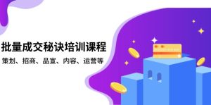 （13908期）批量成交秘诀培训课程，策划、招商、品宣、内容、运营等-番茄副业网