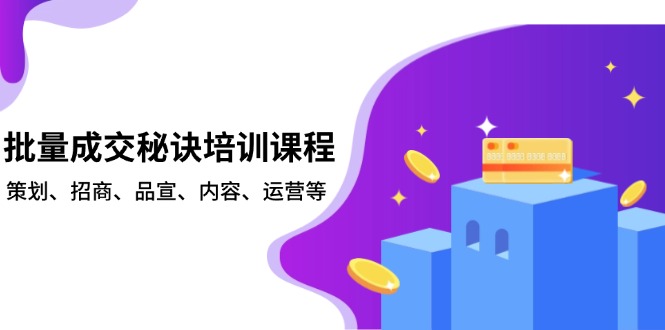 （13908期）批量成交秘诀培训课程，策划、招商、品宣、内容、运营等-番茄副业网