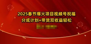 2025春节爆火项目视频号祝福，分成计划+带货双收益，轻松日入多张-番茄副业网