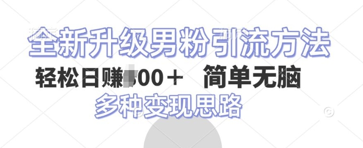 全新升级男粉引流方法，不需要真人出境，不需要你有才艺，二创风格 简单暴力-番茄副业网