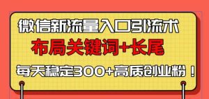 (13897期)微信新流量入口引流术,布局关键词+长尾,每天稳定300+高质创业粉!-番茄副业网